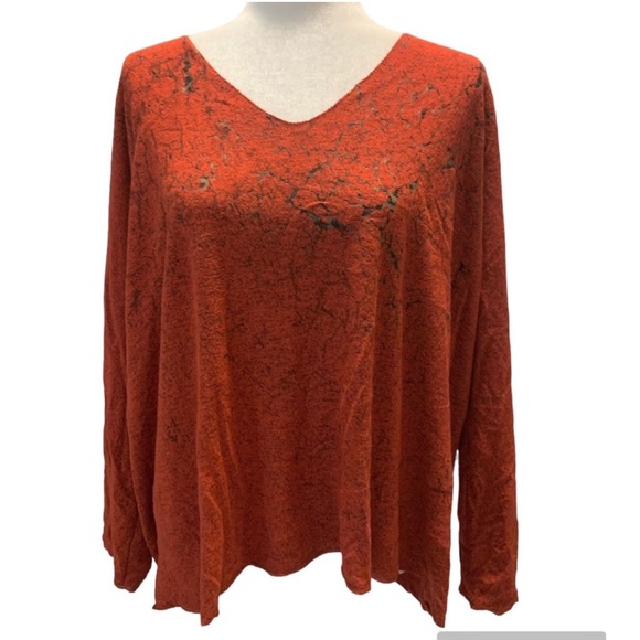 Dantelle Burnt Orange V-Neck Blouse - Picture 1 of 5